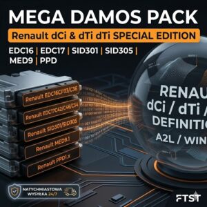 Paczka Damos A2L Renault dCi – EDC16, EDC17C42, SID301 SID305, MED9.1